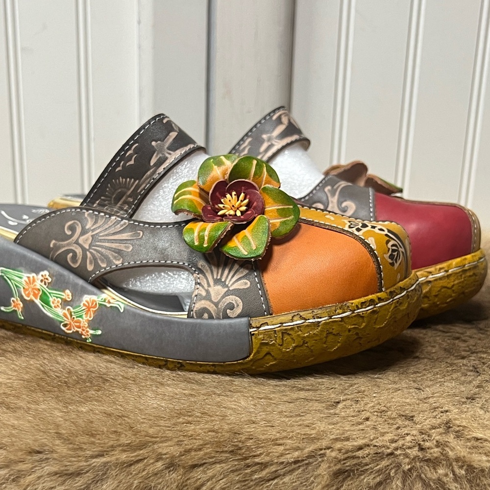 Boho Floral Clog Sandals 10 Hippie - Picture 9 of 9